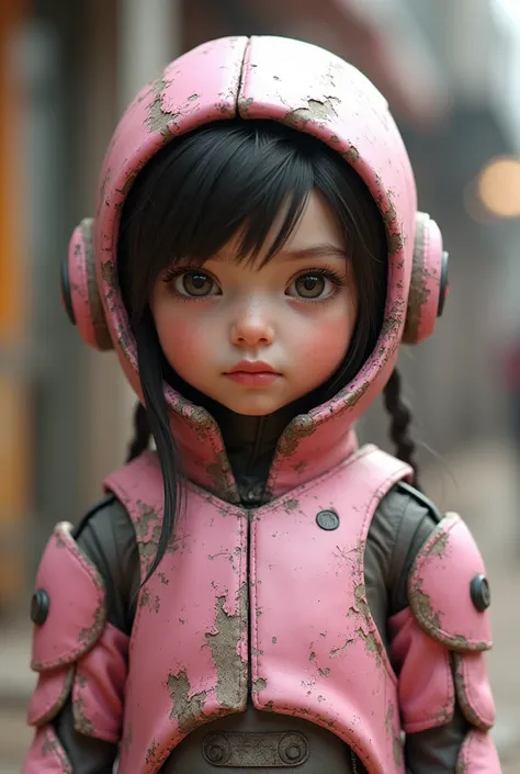 girl, packed skin, , small eyes,pink worn robotic outfit .high detail,3d render,looking at the viewer 