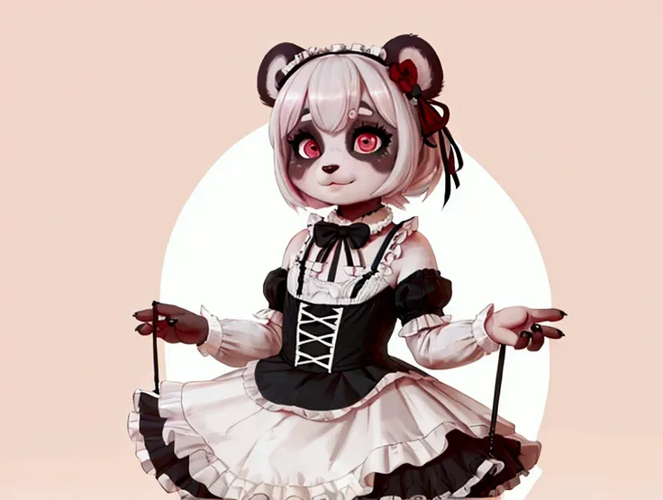 full body, panda girl, lolita fashion 