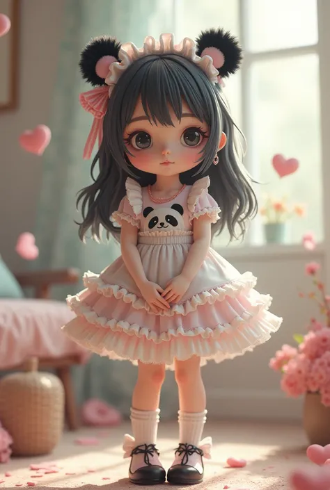 ((full body)), panda girl, lolita fashion