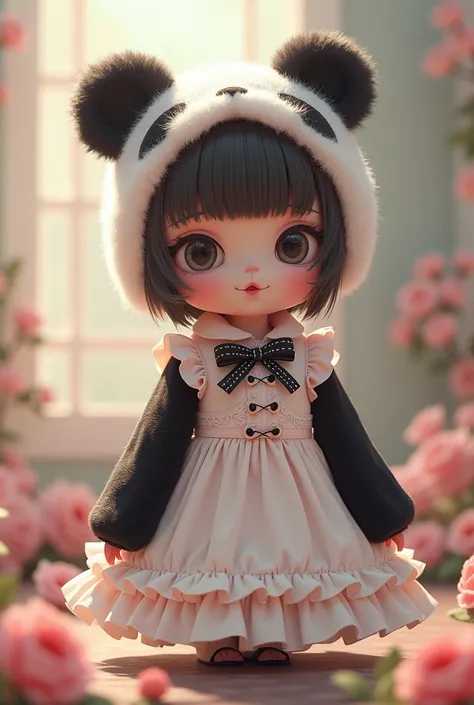 ((full body)), panda girl, lolita fashion