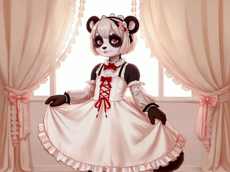 ((full body)), panda girl, lolita fashion