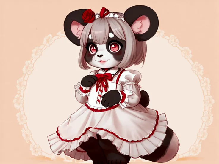 ((((full body)))), panda girl, lolita fashion