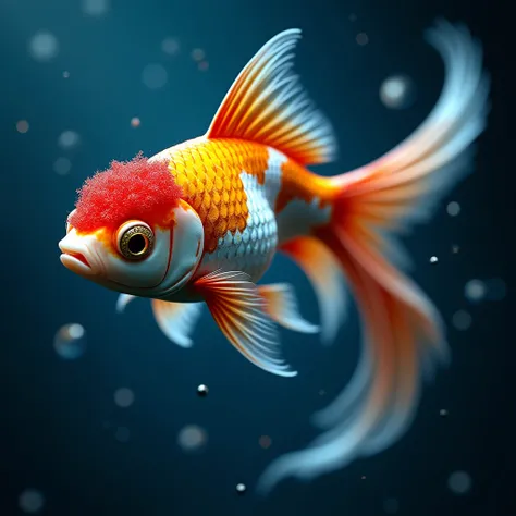 masterpiece, Concept Art, (Beautiful goldfish), Blue Background, Zentangle, Fractal Art, Studio Lighting, Epic Works, Epic Proportions, 8K,Ultra Detailed, True，Highly refined，Hyper-Reality，Photo-realistic，8k，Intricate jewelry，Glittering scales，Bright color...