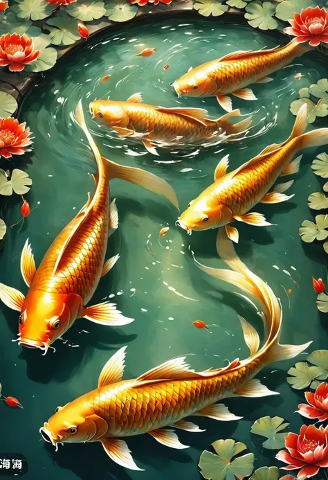 carp in art carp swimming in the pond ink carp