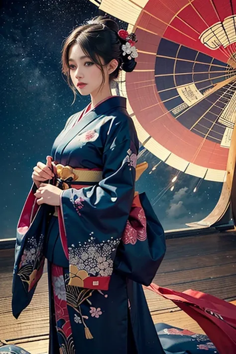 (masterpiece,top quality,best quality, official art, beautiful and aesthetic:1.2), (1girl:1.3),extremely detailed,(fractal art:1.1),(colorful:1.1),highest detailed,(dynamic pose),(japanese Traditional cloth:1.2),(many colors:1.4),japanese kimono,Japanese t...