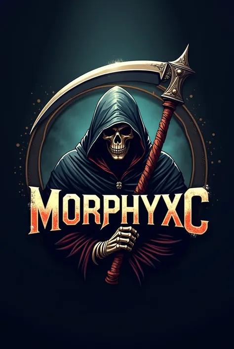 make a gaming logo using the name " MORPHYXC " and also use the grim reaper mascot