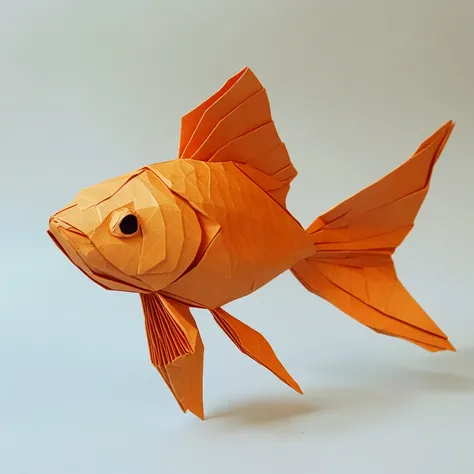 origami goldfish, 3D origami art, intricate paper folding, delicate paper crane, beautiful detailed eyes, extremely detailed face, highly detailed, (best quality,4k,8k,highres,masterpiece:1.2),ultra-detailed,(realistic,photorealistic,photo-realistic:1.37),...