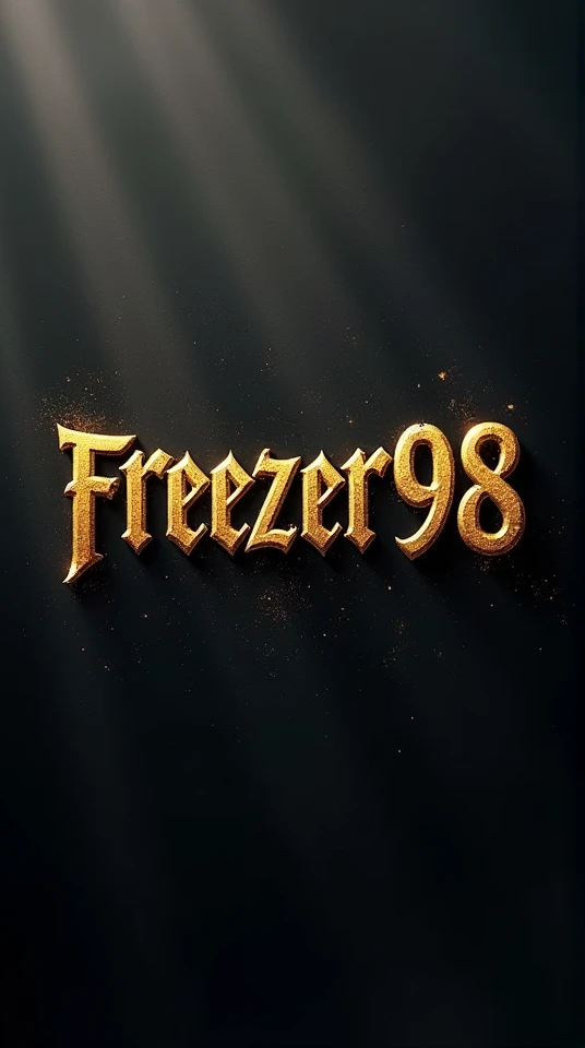 Logo of the first name Freezer98 in golden capital letters, sur fond noir, pirate theme.