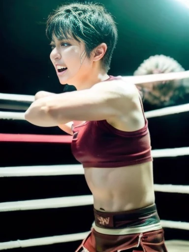 Ultra-high definition photo quality、Short black hair、pixie cut、Beautiful female athlete team、Scramble、Killing each other、Completely naked、Nude women martial arts、Lesbian torture fuck、Martial Arts Arena、Gorgeous lighting、Lewd and creepy stage set、High ceili...