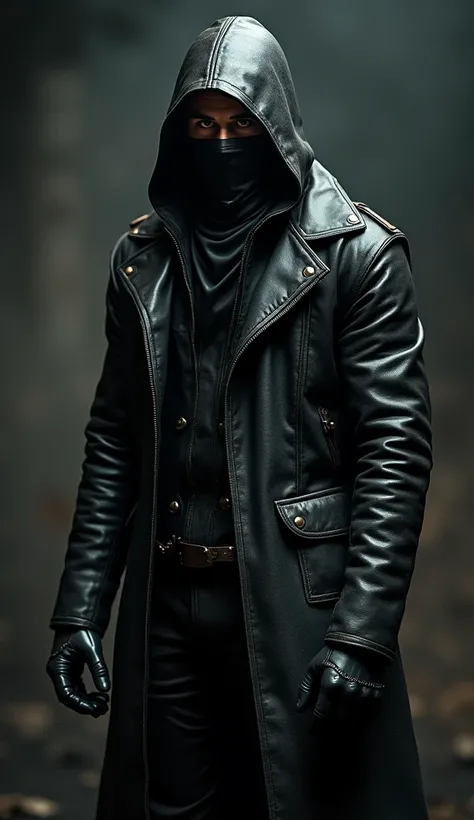 Guy halfmask in full Leather, Leather Gloves, Leather Boots 