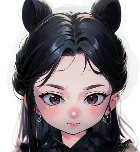 double buns hair style, classic chinese hair, (masterpiece:1.2),(best quality:1.2), looking at viewer, curious face, gothic, (sh...