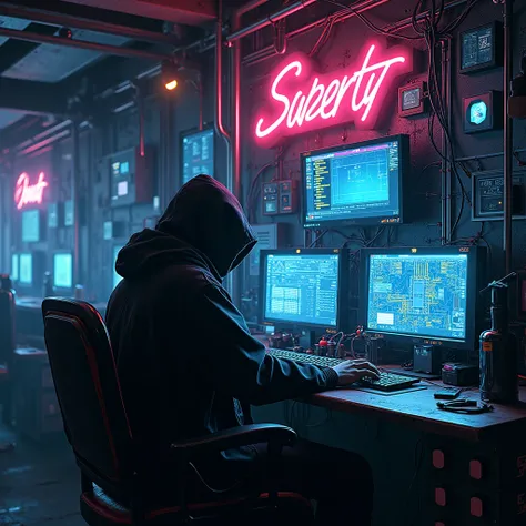  A hacker wizard with lots of computers like Simon Stålenhag + graffiti lettering STAR