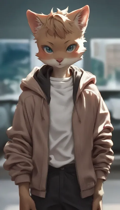 (zPDXL2), (PonyXLV6_Scores), source_anime, source_anthro, source_furry, rating_safe, solo, three-quarter portrait, front view, looking at viewer, standing, BREAK 

clear room, black couch