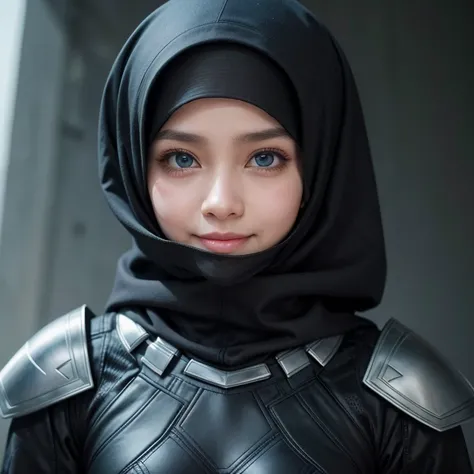 Balqis syafiah putri Blush, Smile, Blue eyes, adult, Simple background, hijab black panther futuristic,