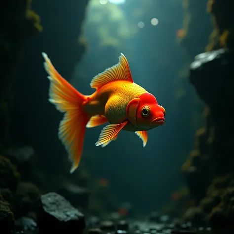 (Goldfish), in Ancient Future Noir.
﻿
Beautiful cinematic lighting, surreal, color graded, dynamic movement, captivating chiaroscuro, full body, award-winning, cinematic still, emotional, vignette, dynamic, vivid, (masterpiece, best quality, photorealistic...