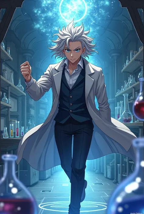 Make a anime cool character of Issac Newton