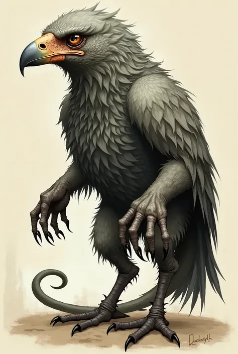 Budayk is a bird, who has narrow eyes, the voice is shrill, feathers piercing, feathers wrinkled, mining - copper, beak - knife, fingers - five, like a person, tail curled, and whose body is different from other birds.