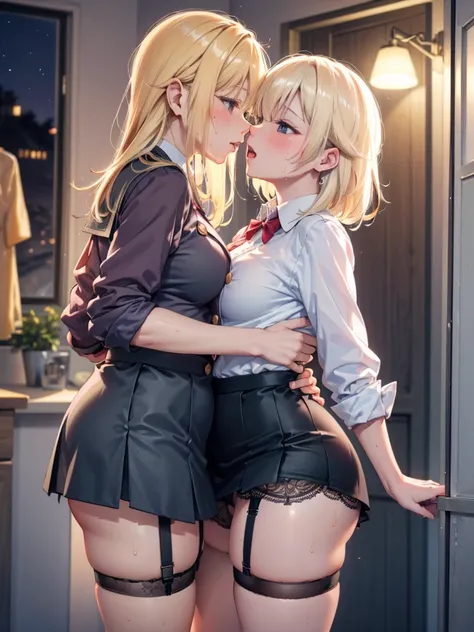 ((Best Quality)), ((masterpiece)), (detailed), One person,Age 25,uniform,student,(mini skirt),(Please open the buttons on your shirt),Shoulder Bare,Red cheeks,Underbust,(I can see your chest),(Excited expression),(Seduce),night,circuit,Dim lighting,(暗いnigh...