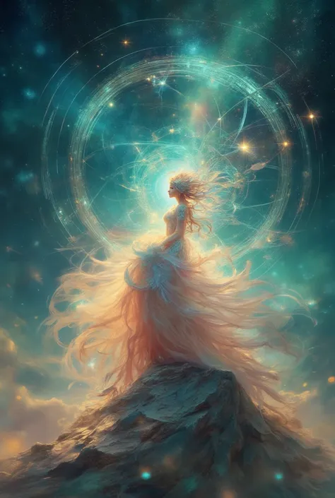 imagine a siren as a cosmic being, her area is、a celestial sea of stars and galaxies form the backdrop for her performances.. sh...