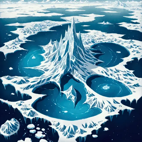 An otherworldly fantasy-like ice continent, a vast world



