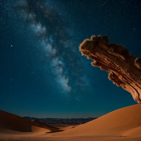 A beautiful contrast between the desert and the night sky