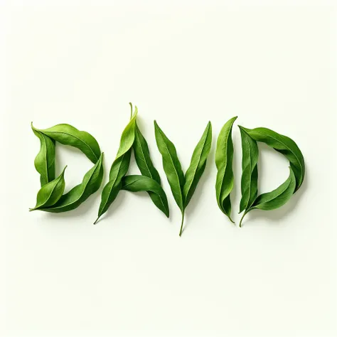 Create a logo for the word DAVID, made of leaves 