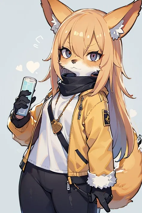 fox、furry、Eyes glaring at me、safe for work、holding a fluffy earpick in hand