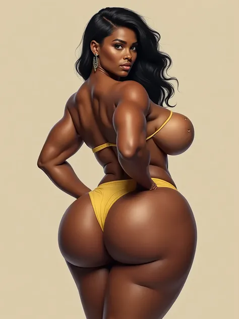 ethnic: Indian-Hatian-Sudanese milf HUMUNGOUS GLUTES, bodybuilder-curvaceous-thicc, shows (widely) expansive protruding booty overhang: eggshell room