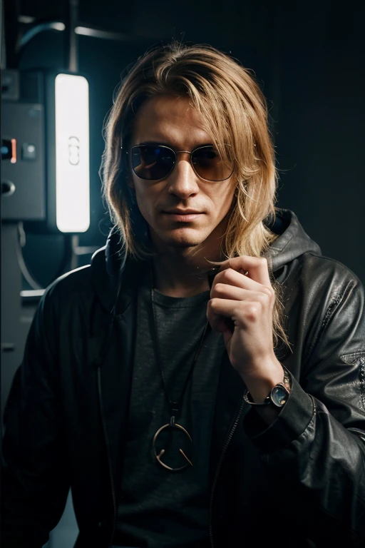 Flynn Flynn is a hacker and master of digital operations. He has disheveled blond hair and glasses with built-in virtual reality interfaces. His left arm shows a flexible interface for interacting with the web, his main cybernetic modification. He wears si...