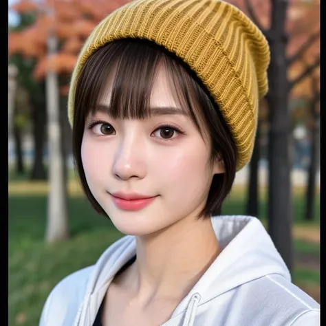 (kawaii 18 year-old Japanese girl, Nogizaka idol, Korean idol, highschool student), healthy female athlete body, (glossy brown hair, very short hair, pixie cut, bangs:1.3), (rounded face, beautiful black eyes, single eyelid, no makeup:1.2), (feel at home, ...