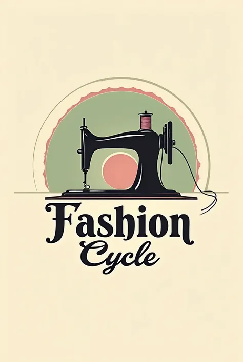 "Create a vintage logo for &#39;FASHION CYCLE&#39;, incorporating elements of clothing and tailoring, like an old sewing machine or a spool of thread. Use a color palette that includes green, pink and cream, and a classic typography that conveys elegance a...