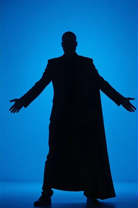 A black silhouette with a blue background