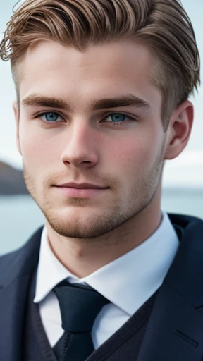 A handsome young Icelandic man focus on the face