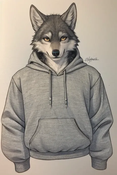 Wolf wearing sweatshirt