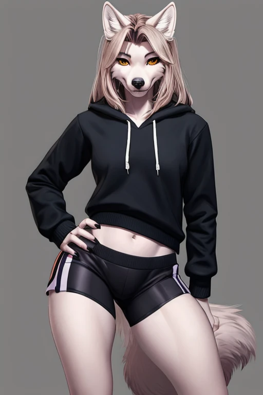 Wolf wearing sweatshirt short and tight shorts