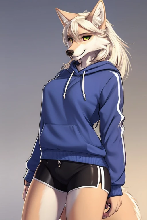 Wolf wearing sweatshirt short and tight shorts