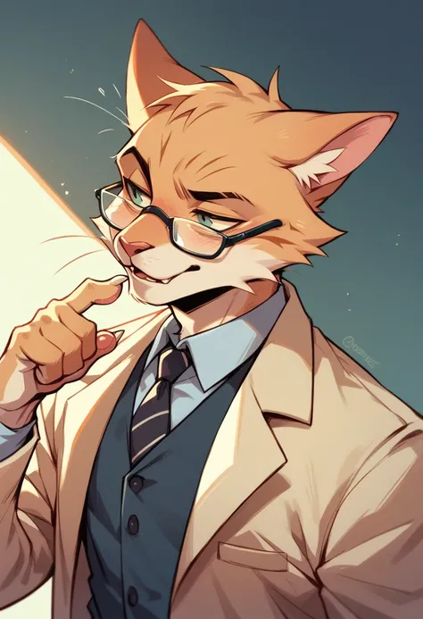 talking cat, with glasses and a suit jacket