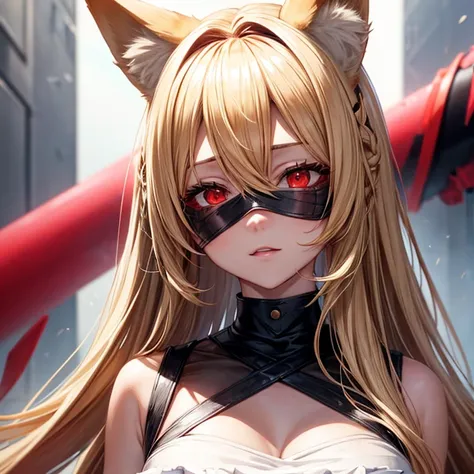 blonde　Fox Ears　Tube tops　Blindfold　Red eyes　