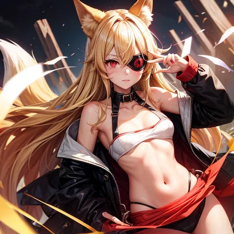 blonde　Fox Ears　Tube tops　Blindfold　Red eyes　