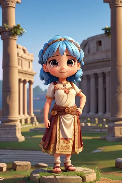 Characters that personify ancient Roman culture、Deformed cute girl、 Cute pose、Outdoor Scenery、An iconic landmark of her country、((Best Quality))