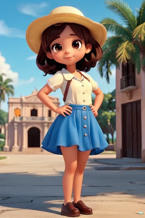 Characters that personify Cuban culture、Deformed cute girl、 Cute pose、Outdoor Scenery、An iconic landmark of her country、((Best Quality))