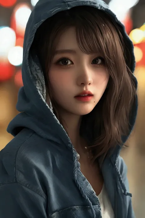 Japanese women denim hoodie