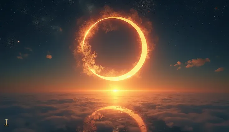 mystical horizon.  annular eclipse. Libra sign. zodiac