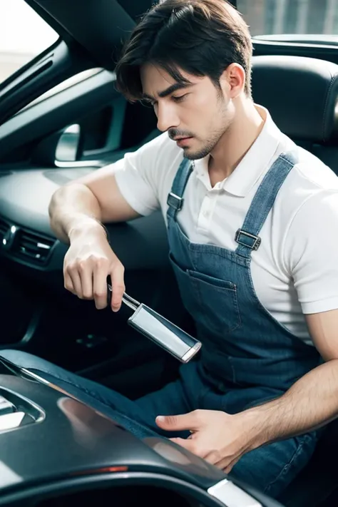 Man servicing a car