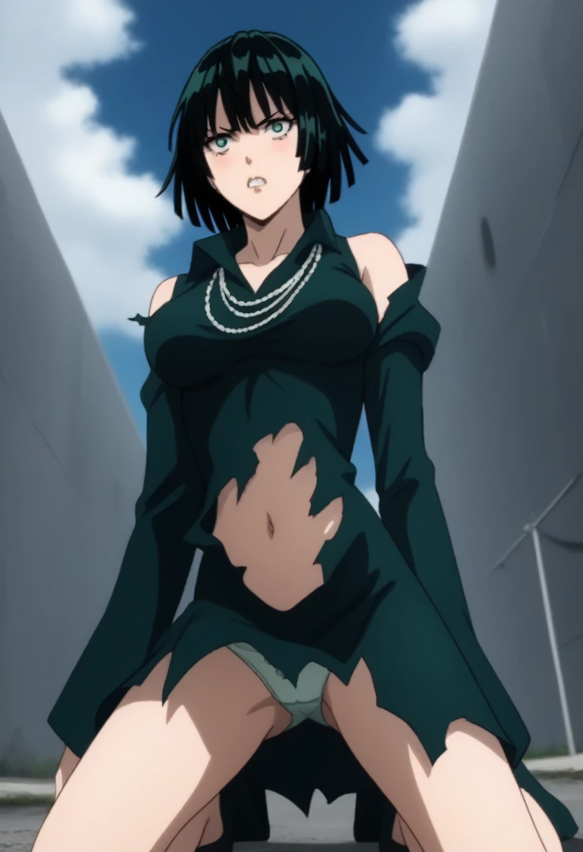 sauce_anime, ambient light,                                                                                                                                                                             
fubuki, fubuki (one-punch man), black hair, green eyes,...