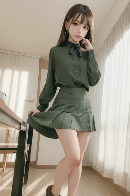 this passage, Marin Kitagawa, by rubio, choker, ear drilling, earrings, by the wide, drilling, (green eyes:1.5), straight hair, swept bangs,
BREAK black tie, long sleeves, pleated Skirt, , shirt, Skirt, Rolled-up sleeves, white shirt, neckline,
break insid...