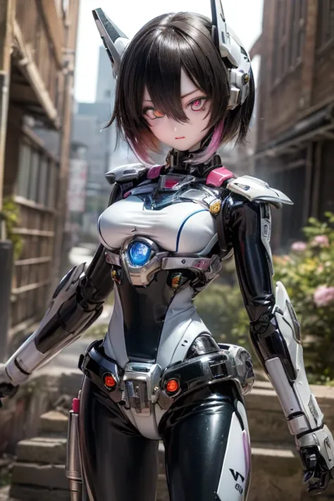 (SFW:2), photorealistic, realistic photo, 8k, ((highest quality)), ((masterpiece)), (extremely detailed), kukolnydom, doll, mecha musume, mechanical parts, robot joints, head gear, bodysuit, (cowboy shot, mature woman, 21yo, 21_years_old, solo:1.6), (wield...