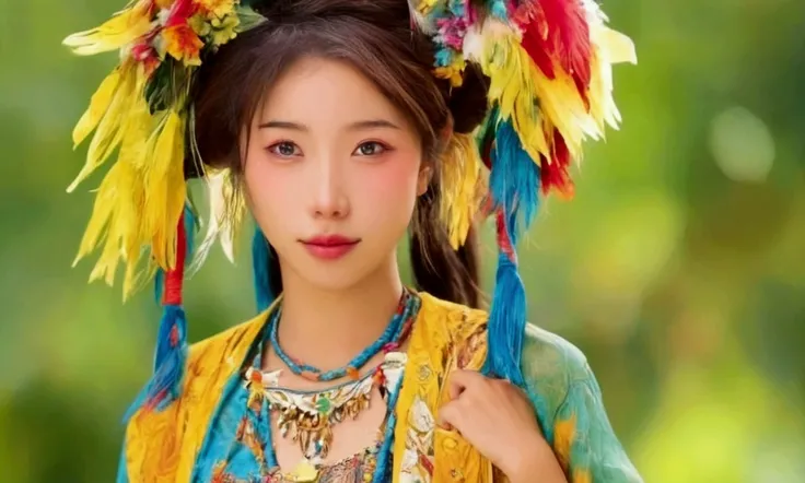 cute yuna (age 25, dressed appropriate to the scene) is a world traveler, she is visiting a tribe of south American natives in tropical climate. She is participating in womanly village life
