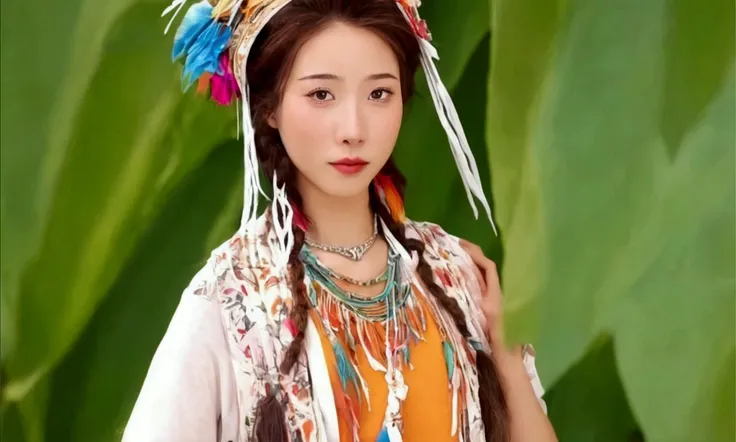 cute yuna (age 25, dressed appropriate to the scene) is a world traveler, she is visiting a tribe of south American natives in tropical climate. She is participating in womanly village life
