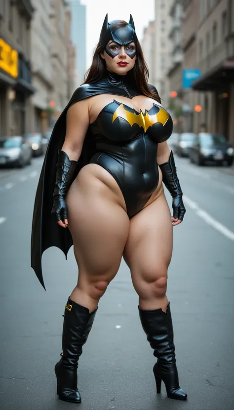 (artwork, best quality), ultra-detailed, Photorealistic, DETAILED FACE, a young girl, 15 yo, A YOUNG cutie GIRL with (huge breasts:1.3), voluptuous body wearing batgirl leotards t-tong, BLACK LEOTARDS, leather boots, (Cutie girl:1.5), gotham city, certainl...